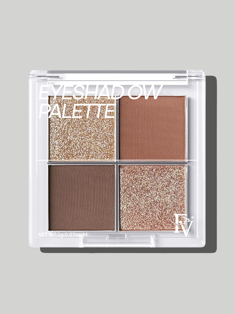 Paleta de Sombras de Ojos FV Natural Finish, 4 Tonos Mate y Metálicos de Alta Pigmentación, Maquillaje de Larga Duración para Paleta de Sombras de Ojos, Resistente a los Pliegues, Maquillaje de Ojos Difuminable