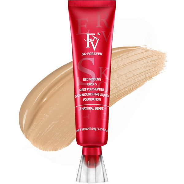 Base de maquillaje líquida impermeable FV con acabado mate, ligera, sin aceite, maquillaje de aspecto natural para pieles mixtas y grasas, cobertura ligera a media, Beige Natural, 1.05 fl. oz.