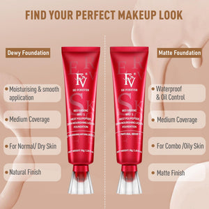 Base de maquillaje líquida impermeable FV con acabado mate, ligera, sin aceite, maquillaje de aspecto natural para pieles mixtas y grasas, cobertura ligera a media, Beige Natural, 1.05 fl. oz.