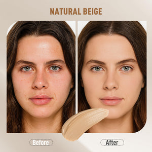 Base de maquillaje líquida impermeable FV con acabado mate, ligera, sin aceite, maquillaje de aspecto natural para pieles mixtas y grasas, cobertura ligera a media, Beige Natural, 1.05 fl. oz.